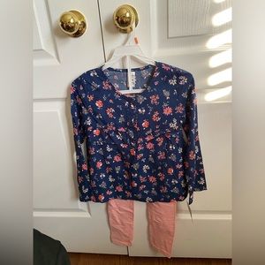 Carter’s Girls Floral Shirt with Pink Leggings. New with tags Size 6/6X